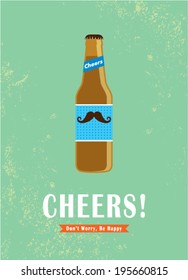 beer bottle cheers poster illustration