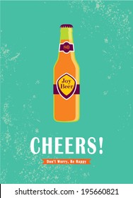 beer bottle cheers poster illustration