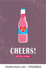 beer bottle cheers poster illustration