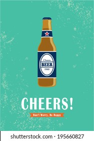 beer bottle cheers poster illustration