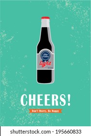 beer bottle cheers poster illustration