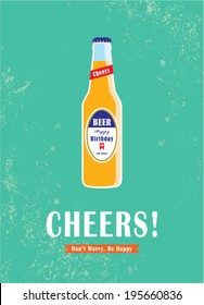 beer bottle cheers poster illustration