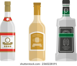 beer bottle clipart design. wine bottle with labels. vector illustration. wine glass and bottle set. various shapes bottle. winemaking alcohol bar. restaurant vector. set of icon vector.