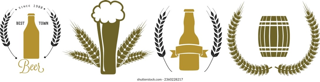beer bottle clipart design. wine bottle with labels. vector illustration. wine glass and bottle set. various shapes bottle. winemaking alcohol bar. restaurant vector. set of icon vector.
