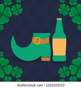 beer bottle with clovers wreath