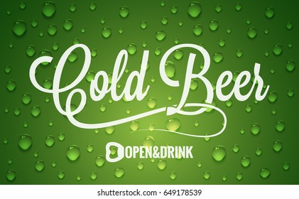 Beer bottle with cold drops logo design background