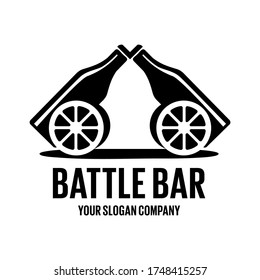 Beer bottle concept design logo. Beer battle, beer cannons. Craft bar.