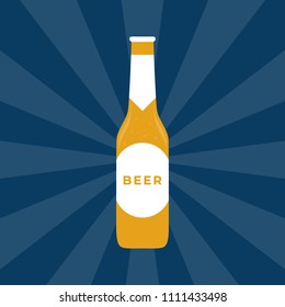 Beer Bottle. Concept of Beer Festival. Vector Illustration for Web Banners or Invitation to party. Time to Drink