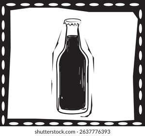 beer bottle in cordel style, vector illustration commemorating the Brazilian holiday called São João. vector illustration.