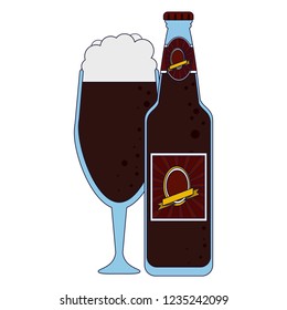 Beer bottle and cup