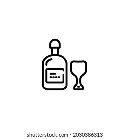 Beer bottle and cup icon vector