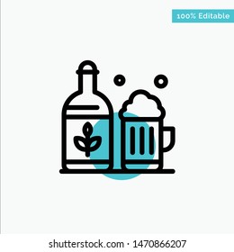 Beer, Bottle, Cup, Ireland turquoise highlight circle point Vector icon. Vector Icon Template background
