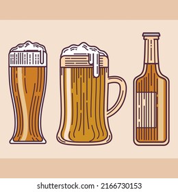 iconos de botellas de cerveza y tazas