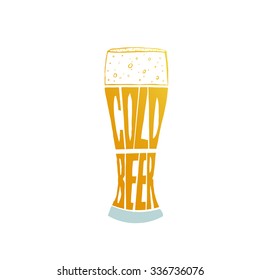 beer bottle design background. Conceptual hand written phrase"Cold beer"