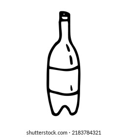 Beer Bottle Doodle Style Vector Illustration Isolated On White Background