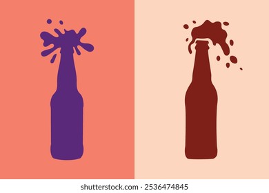 Garrafa de cerveja estourando dramaticamente aberta