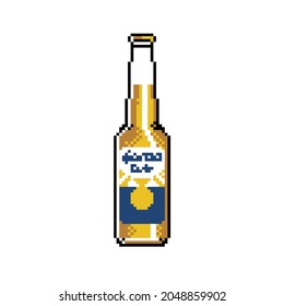 Beer Bottle Drink Alchohol Spirit in 8bit Pixel Art Style