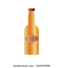 Bierflasche mit Flachbild-Symbol, Vektorgrafik-Design