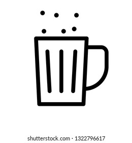 Beer bottle drinking alcohol icon.  Flat designed, black and white vector graphic.
