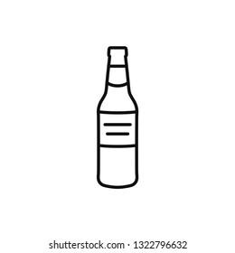 Beer bottle drinking alcohol icon.  Flat designed, black and white vector graphic.
