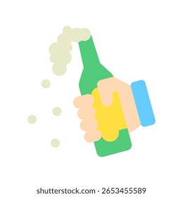 Beer Bottle flat color icon, mini illustration for relaxation, party, pubs and bars UI, UX kit, app and web development, digital or print.