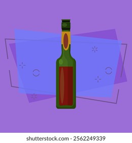 Beer bottle flat drawing. Pub, dark beer, ale. Alcohol concept. Vector illustration can be used for topics like drinks, beverage, pub