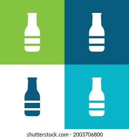 Botella de cerveza Plano cuatro colores conjunto de iconos mínimo