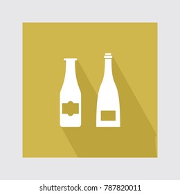 Beer Bottle flat icon with long shadow