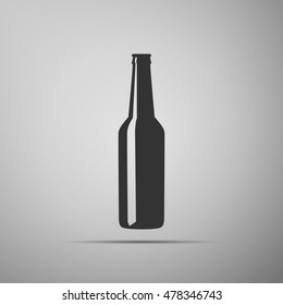 Beer bottle flat icon on grey background. Adobe illustrator