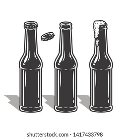 Beer bottle with foam and cap