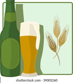 Beer bottle and glass