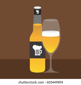 beer bottle with beer glass