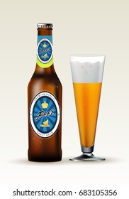 Beer. Beer bottle with a glass of beer.