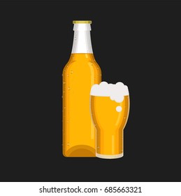 beer bottle and glass background  vector graphic or illustration