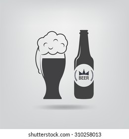 beer bottle and glass with blank label