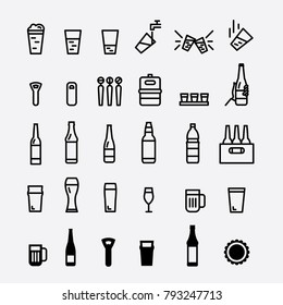 Beer bottle and glass. Draft beers.
