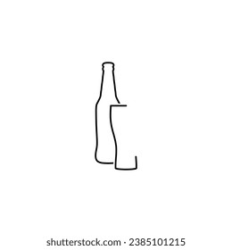 beer bottle and glass icon, silhouette of beer bottle 