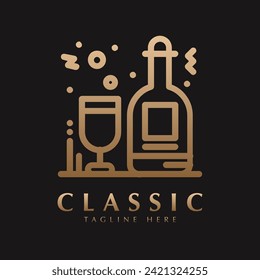 beer bottle and glass icon vector