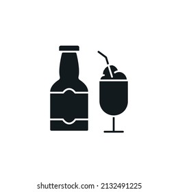 beer bottle and glass icons  symbol vector elements for infographic web