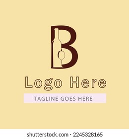 Beer Bottle with Glass logo or Icon vector