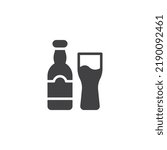 Beer bottle and glass vector icon. filled flat sign for mobile concept and web design. Pint beer glyph icon. Symbol, logo illustration. Vector graphics