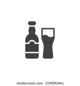 Bier-Flasche und Glas-Vektorsymbol. volles Flachzeichen für mobiles Konzept und Webdesign. Pint Bierglyph Symbol. Symbol, Logo-Abbildung. Vektorgrafik