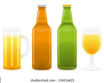 beer bottle and glass vector illustration isolated on white background