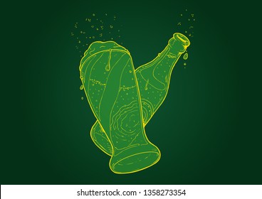 Beer bottle and glass - Vector illustration