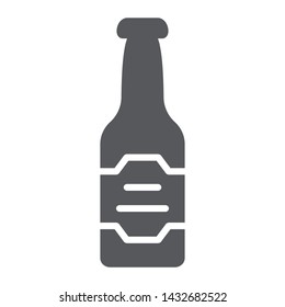 Beer bottle glyph icon, drink and alcohol, lager sign, vector graphics, a solid pattern on a white background, eps 10.