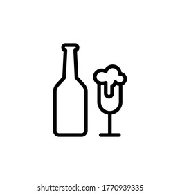 Botella de cerveza, icono de goblet. Línea simple, contorno vectorial elementos de iconos internacionales del día de la cerveza para ui y ux, sitio web o aplicación móvil
