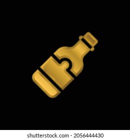 Beer Bottle gold plated metalic icon or logo vector