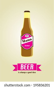 beer bottle is a good idea poster illustration