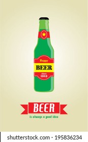 beer bottle is a good idea poster illustration