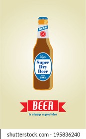 beer bottle is a good idea poster illustration
